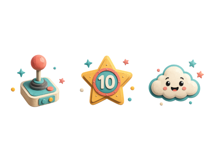 Iconos de controles fáciles, 10 niveles y diseño infantil
